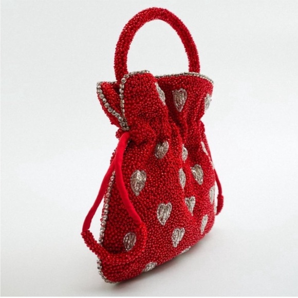 Zara mini beaded hearts bucket bag rare - Picture 4 of 9